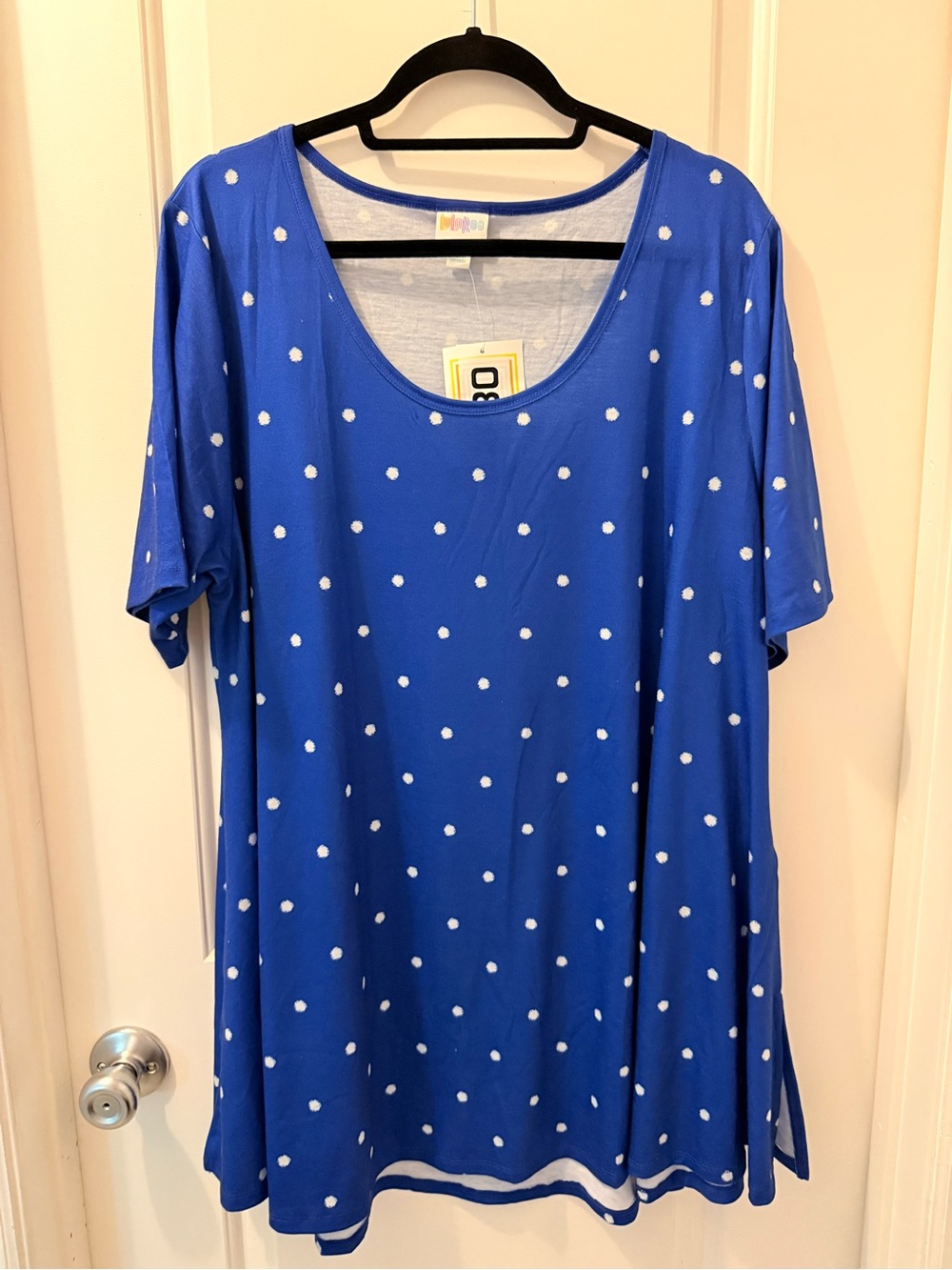 LuLaRoe Royal Blue Polka Dot Scoop Neck Tunic